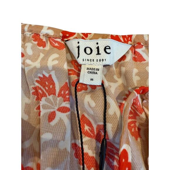 NWT JOIE Women's Vibrant Red Multi Short Sleeve Top Size M - Picture 6 of 9